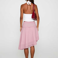 Evanescence Asymmetrical Midi Skirt Pastel Pink