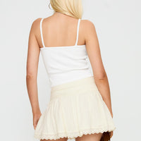 Fairylike Broderie Mini Skirt Ivory