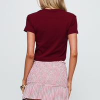 Real Love Baby Shirred Mini Skirt Red White Check