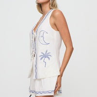 Sun And Palm Trees Vest Set White / Blue