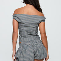 Sunshift Off Shoulder Set Grey Stripe