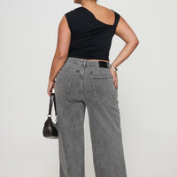 Wolfie High Rise Wide Leg Slouchy Jeans Steel Curve