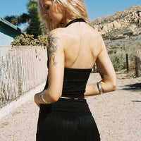Moderna Halter Lace Top Black