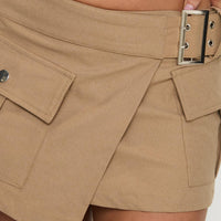 Esposito Wrap Cargo Mini Skirt Brown