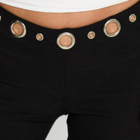 True Grit Eyelet Flare Pants Black
