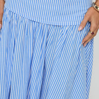 Raelan Tiered Midi Skirt Blue Stripe