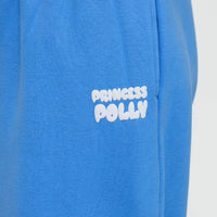 Princess Polly Wide Leg Track Pant Bubble Text Blue