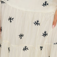 Cinnamon Embroidered Maxi Skirt Cream / Navy