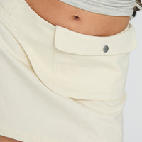 Supersonic Belted Denim Mini Skirt Ivory