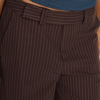 Lustre Wide Leg Pant Brown Pinstripe
