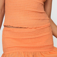 Rosamarie Shirred Top Orange