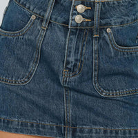 Pitcher Denim Mini Skirt Mid Blue Wash