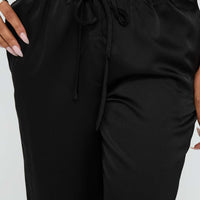 Vanille Tie Waist Satin Pants Black