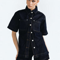 Whitaker Short Sleeve Shacket Dark Denim