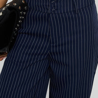 Lorenne Mid Rise Pant Navy Pinstripe