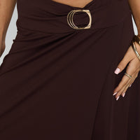 Nola Hardware Slit Maxi Skirt Brown