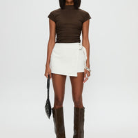 Elinora Wrap Mini Skirt White