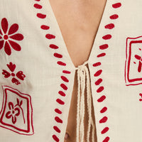 Grazia Vest Top Cream / Red