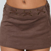 Jordayna Stud Mini Skirt Brown