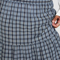 Rockwell Tiered Midi Skirt Navy Check