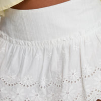 Babies Breath Embroidered Mini Skirt White
