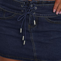Popular Low Rise Mini Skirt Mid Blue Wash