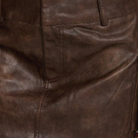 Domenic Faux Leather Mini Skirt Washed Brown