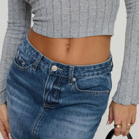 Arrte Mid Rise Denim Mini Skirt Mid Wash