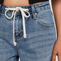 Mellowed Out Low Rise Straight Leg Jeans Mid Blue