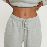 Princess Polly Wide Leg Track Pant Bubble Text Grey Marle / Green