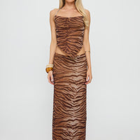 Better Now Cowl Neck Set Brown Tiger