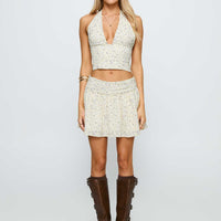 Away We Go Halter Set Yellow Floral