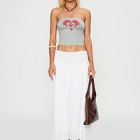 Small Towns Shirred Midi Skirt White