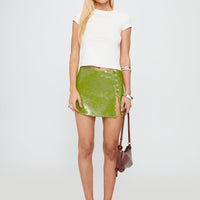 Yacht Day Sequin Mini Skirt Green