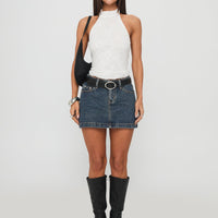 Nickei Denim Mini Skirt Washed Blue