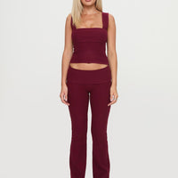 Closed Eyes Flared Pants Maroon
