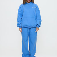 Princess Polly Wide Leg Track Pant Bubble Text Blue