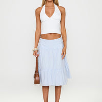 Cascades Low Rise Midi Skirt Blue / White Stripe