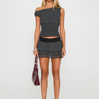 Ready To Party Frill Skort Black Polka