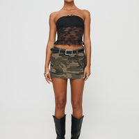Zakai Cargo Denim Mini Skirt Camo
