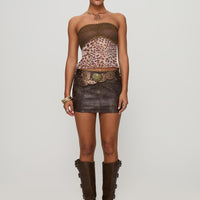 Anarchy Faux Leather Mini Skirt Brown