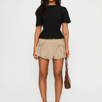 Palloma Bubble Hem Mini Skirt Beige