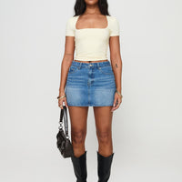 Paulette Denim Mini Skirt Light Wash