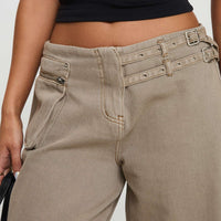Paltrow Mid Rise Wide Leg Cargo Jeans Washed Brown