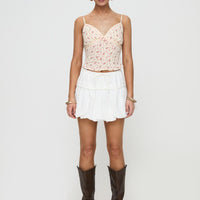 Dear London Bubble Hem Mini Skirt White