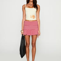 Bumblebee Ruched Mini Skirt Pink Stripe