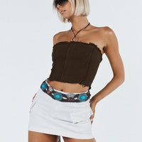 Zakai Cargo Denim Mini Skirt White