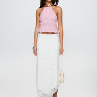 Freebirds Lace Midi Skirt White
