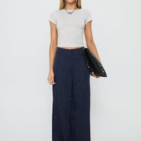 Lorenne Mid Rise Pant Navy Pinstripe