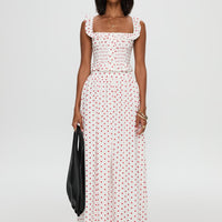 Valerio Maxi Skirt White / Red